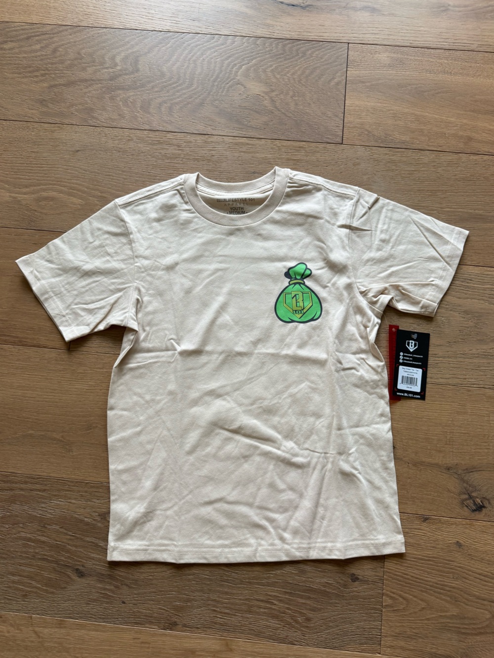 Baseball Lifestyle 101 - Bag Chaser Tee - Tan - Youth - NEW WITH TAGS